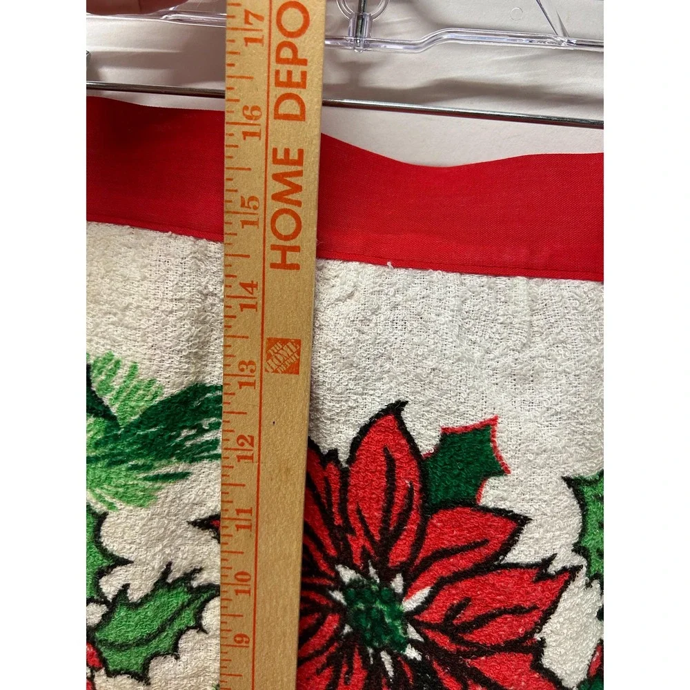 Christmas Holiday Apron, Poinsettias, Terry‎ Cloth Handmade, Small 16